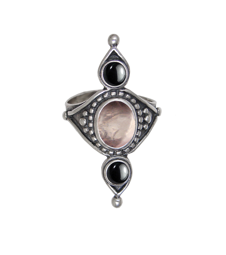 Sterling Silver Royal Ring With Rose Quartz And Amethyst Size 7